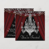 Invitation Cartons d'invitation pour une soirée au lustre rou (Devant / Derrière)