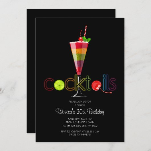 Invitation Cartons d'invitation pour une soirée cocktail arc- (Devant / Derrière)
