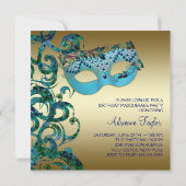 Invitation Cartons d'invitation pour une soirée masquée bleu (Dos)