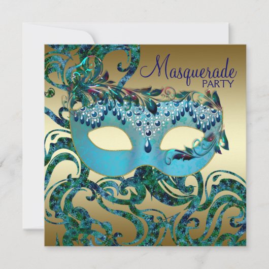 Invitation Cartons d'invitation pour une soirée masquée bleu (Devant)