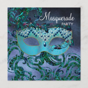 Invitation Cartons d'invitation pour une soirée masquée bleu 