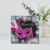 Invitation Cartons d'invitation pour une soirée masquée floco (Debout devant)