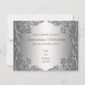 Invitation Cartons d'invitation Quinceanera Argent Noir (Dos)