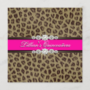 Invitation Cartons d'invitation Quinceanera Léopard Rose Chau