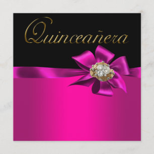 Invitation Cartons d'invitation Quinceanera noir et fuchsia r