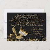 Invitation Cartons d'invitation Quinceanera noirs et or (Dos)