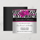 Invitation Cartons d'invitation Quinceanera Zèbre Rose Chaud (Devant / Derrière)