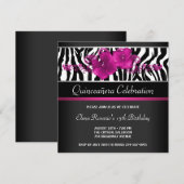 Invitation Cartons d'invitation Quinceanera Zèbre Rose Chaud (Devant / Derrière)