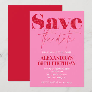 Invitation Cartons d'invitation rose chic pour 69e anniversai