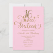 Invitation Cartons d'invitation rose et or pour anniversaire  (Devant)