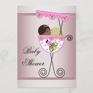 Invitation Cartons d'invitation rose et vert pour Baby Shower
