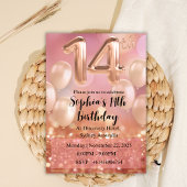 Invitation Cartons d'invitation Rose Gold Pink pour les 14 an