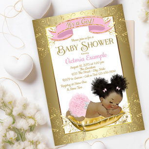 Invitation Cartons d'invitation Rose Gold pour Baby Shower Fi