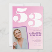 Invitation Cartons d'invitation rose Groovy pour 53ème annive (Devant)