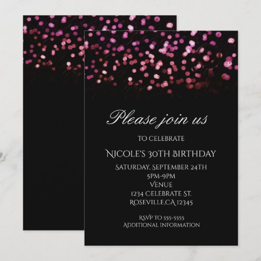 Invitation Cartons d'invitation rose orange confetti pour soi (Devant / Derrière)