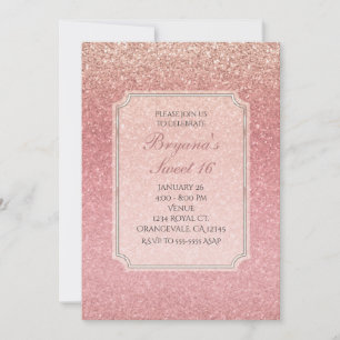Invitation Cartons d'invitation rose pailleté de conte de fée
