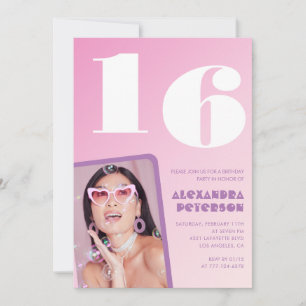 Invitation Cartons d'invitation rose pour 16 ans Photo Rétro