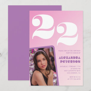 Invitation Cartons d'invitation rose pour 22e anniversaire Ph