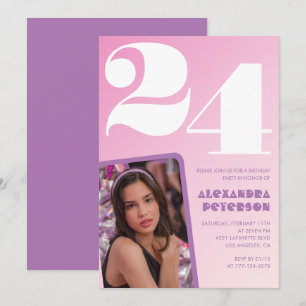 Invitation Cartons d'invitation rose pour 24e anniversaire Ph