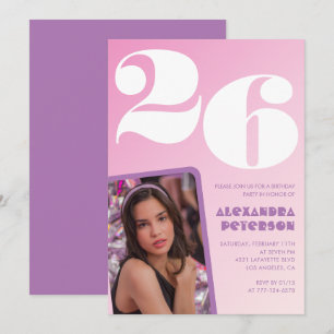 Invitation Cartons d'invitation rose pour 26ème anniversaire