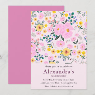 Invitation Cartons d'invitation rose pour 35e anniversaire Bo