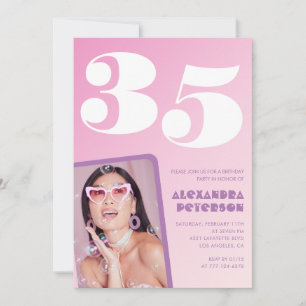 Invitation Cartons d'invitation rose pour 35e anniversaire Ph