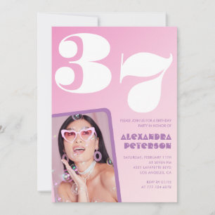 Invitation Cartons d'invitation rose pour 37e anniversaire Ph