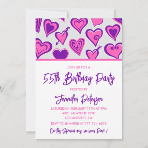 Invitation Cartons d'invitation rose pour 55e anniversaire Gl