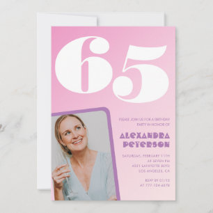 Invitation Cartons d'invitation rose pour 65e anniversaire Ph