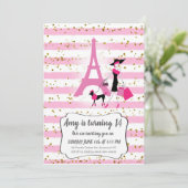 Invitation Cartons d'invitation rose pour fête française pour (Debout devant)