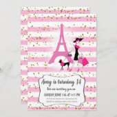 Invitation Cartons d'invitation rose pour fête française pour (Devant / Derrière)