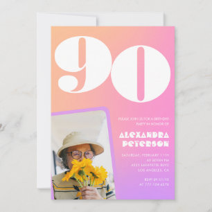 Invitation Cartons d'invitation rose pour ses 90 ans avec Pho