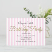 Invitation Cartons d'invitation rose pour une fête d'annivers (Debout devant)