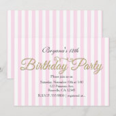 Invitation Cartons d'invitation rose pour une fête d'annivers (Devant / Derrière)