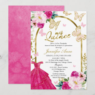 Invitation Cartons d'invitation rose vif en forme de papillon