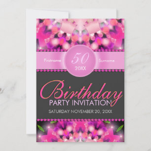 Invitation Cartons d'invitation rose vif pour les 50 ans d'un