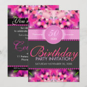 Invitation Cartons d'invitation rose vif pour les 50 ans d'un (Devant / Derrière)