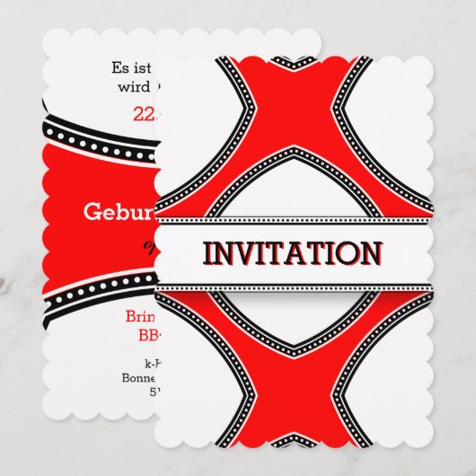Invitation Cartons d'invitation rouge blanc (Devant / Derrière)