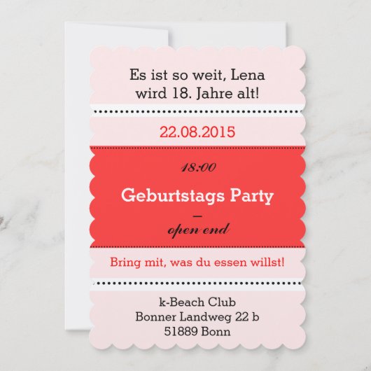 Invitation Cartons d'invitation rouge blanc (Dos)