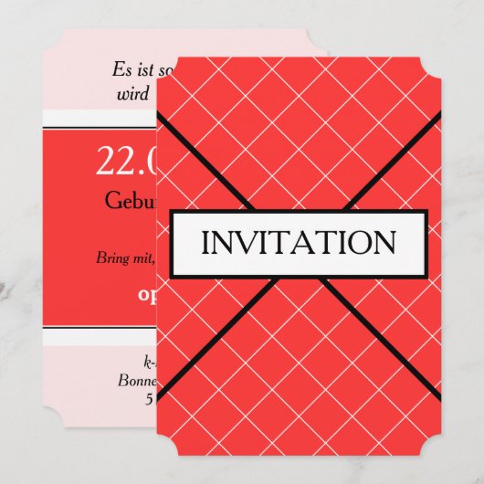 Invitation Cartons d'invitation rouge blanc (Devant / Derrière)