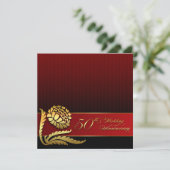 Invitation Cartons d'invitation rouges dorés pour les 50 ans (Debout devant)