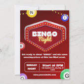 Invitation Cartons d'invitation rouges pour soirée Bingo mode (Devant)