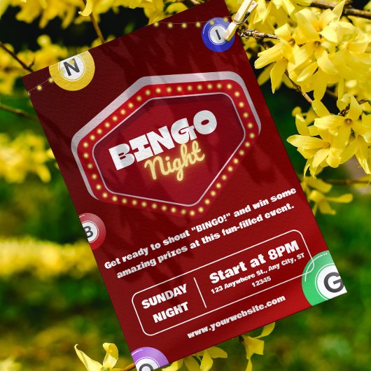 Invitation Cartons d'invitation rouges pour soirée Bingo mode