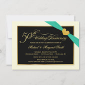 Invitation Cartons d'invitation Ruban Aqua pour les 50 ans de (Devant)