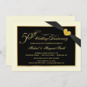 Invitation Cartons d'invitation ruban noir pour les 50 ans de (Devant / Derrière)
