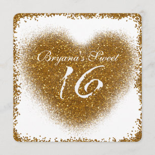 Invitation Cartons d'invitation Sweet 16 paillettes dorées en