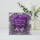 Invitation Cartons d'invitation Sweet 16 Purple & Silver Hear (Debout devant)