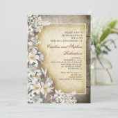 Invitation Cartons d'invitation vintage avec fleurs blanches (Debout devant)