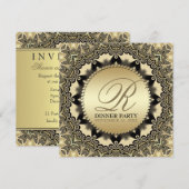 Invitation Cartons d'invitation vintage en dentelle dorée pou (Devant / Derrière)