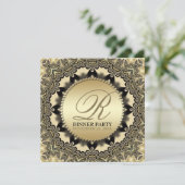 Invitation Cartons d'invitation vintage en dentelle dorée pou (Debout devant)